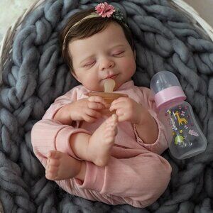 🆕18Inch Full Body Viny Newborn Baby Poseable Limbs Girl-Pink Reborn Baby